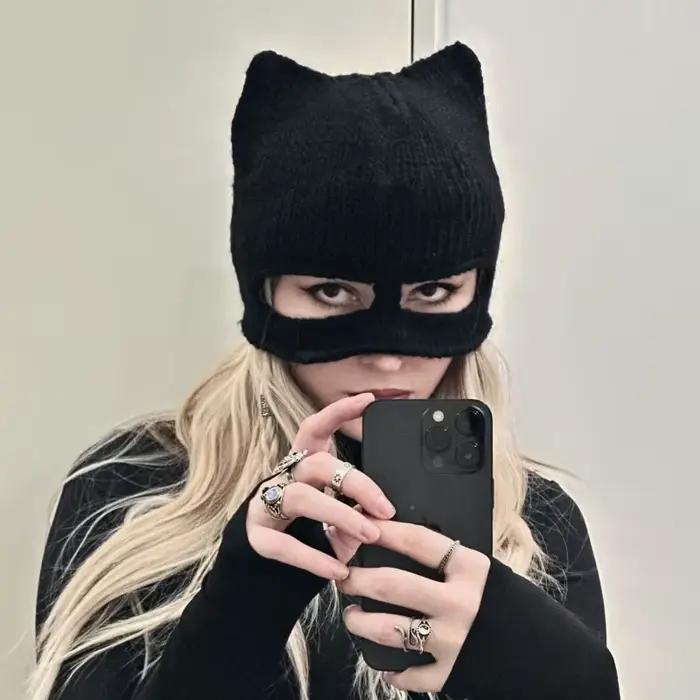 Masque de chauve-souris pour femmes tricoté polyester multifonctionalité costume cosplay Halloween mascarade fantaisie occassions nocturne bandit