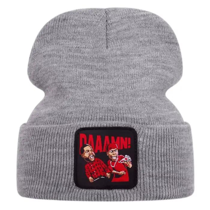 DAAAMN chapeau tricoté brodé de dessin animé pour les événements sportifs de plein air d'automne et d'hiver