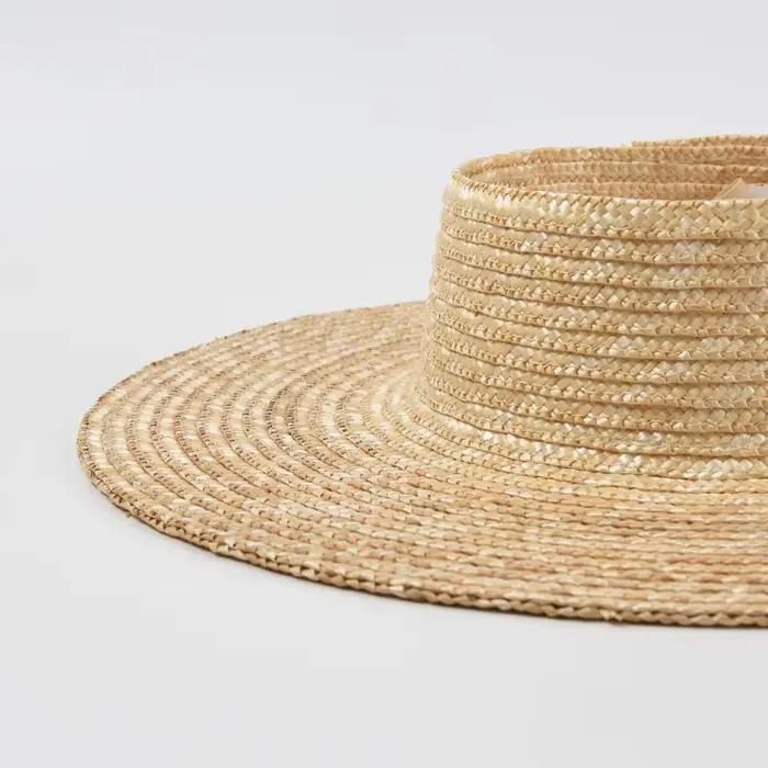 Chapeau de soleil en paille de blé naturel pour femme
