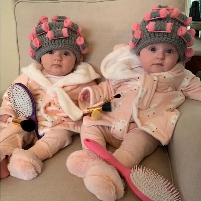 Chapeau bouclé pour enfants - Perruque de vieille dame au crochet pour tout-petit