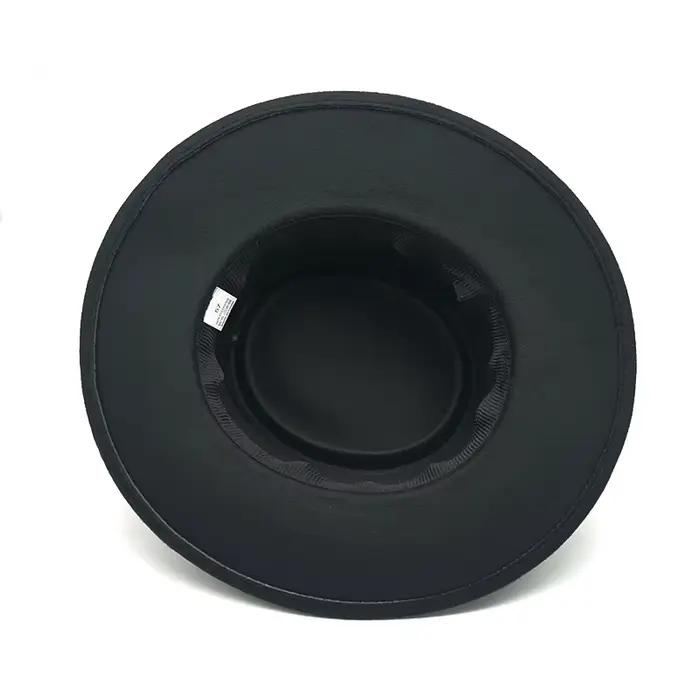 Chapeau Fedora large vintage pour femmes, haut plat, ruban noir, style décontracté, polyester, adapté aux quatre saisons, idéal pour les occasions quotidiennes et spéciales