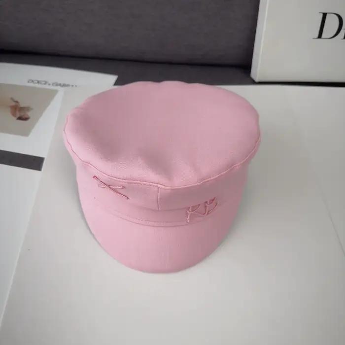 Casquettes Baker Boy en coton/lin ornées de monogrammes roses pour femmes