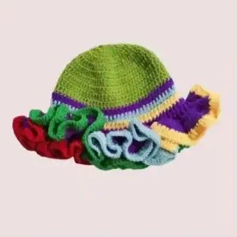 Chapeau bob coloré en crochet à volants et bonnet chaud en tricot extensible pour femme, mode féminine hivernale, Tool Tentacle