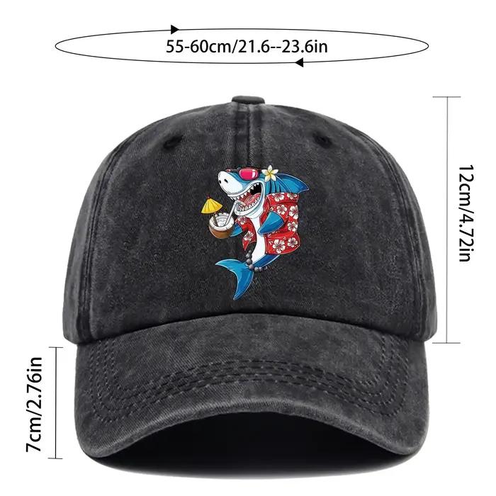 Casquette de baseball imprimée requin pour hommes et femmes