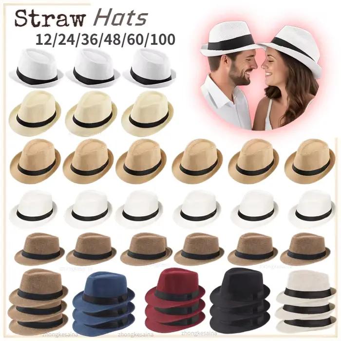 Chapeau de paille 12-100 pièces pour femmes et hommes