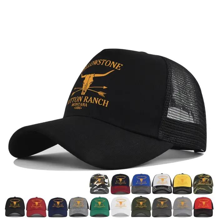 Nouveau YELLOWSTONE respirant Baseball chapeau hommes femmes Sports de plein air maille camionneur casquettes réglable lettre impression coton crème solaire chapeaux