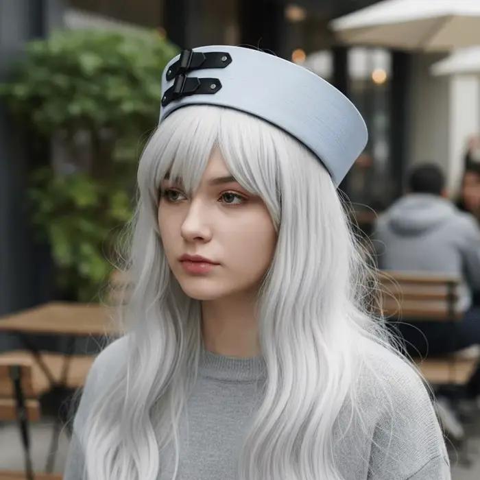 Chapeau de marin noir en cuir avec boucle