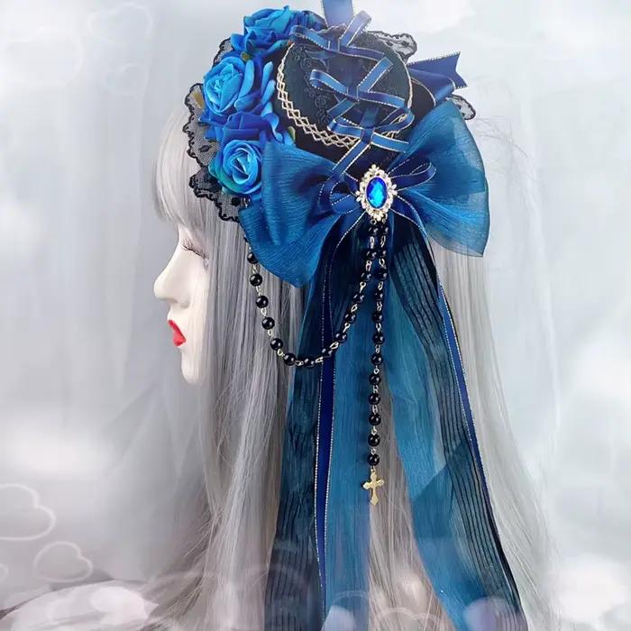 Lolita gothique Kill Dark All-Match Lo élégant chapeau plat Billycock accessoires de coiffure
