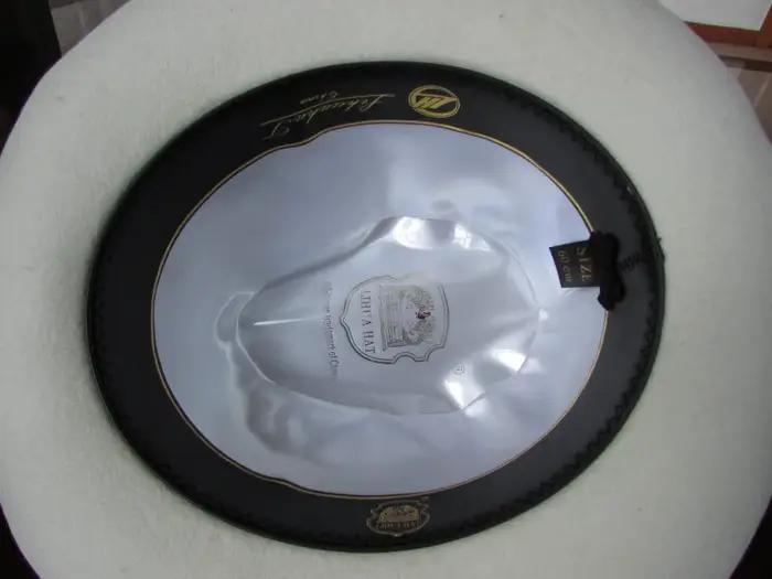 Blanc authentique chapeau noir contrasté laine Fedoras casquette élégant 100%