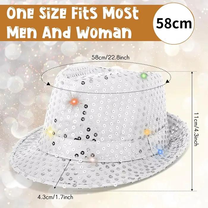 Fedora en paille lumineuse avec LED pour soirées disco, mariages, bals de danse et événements à thème