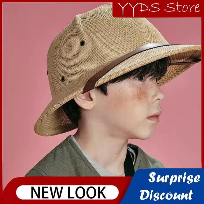 Parent-enfant Vietnam Toquilla casque de paille Pith chapeau de soleil pour garçon fille