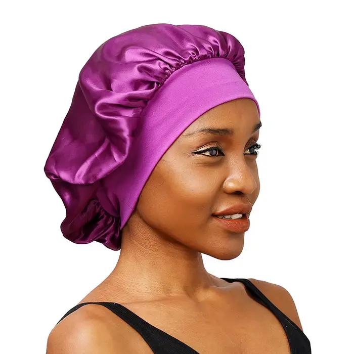 Bonnet de Nuit en Satin à Bords Larges pour Femme