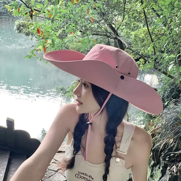 Chapeaux de soleil roses Style doux été Cowboy