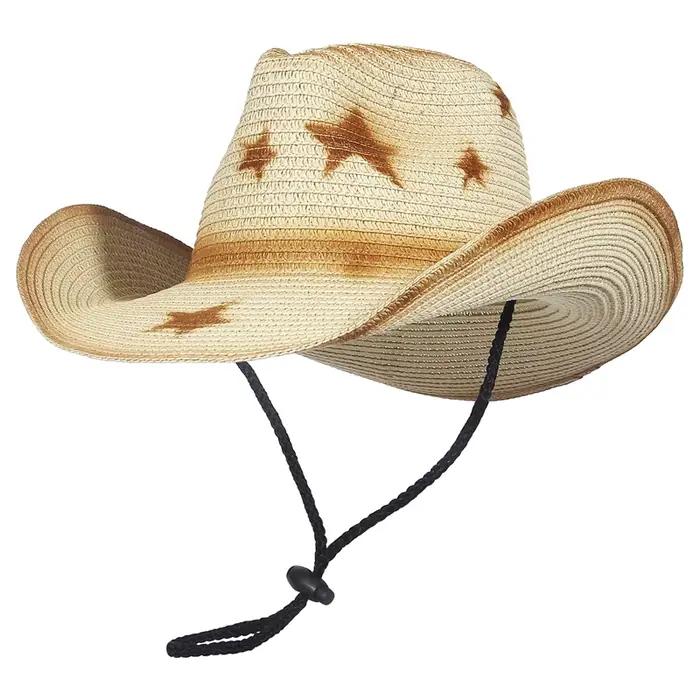 Westren Cowboy chapeau pour hommes à large bord femmes été Cowgirl
