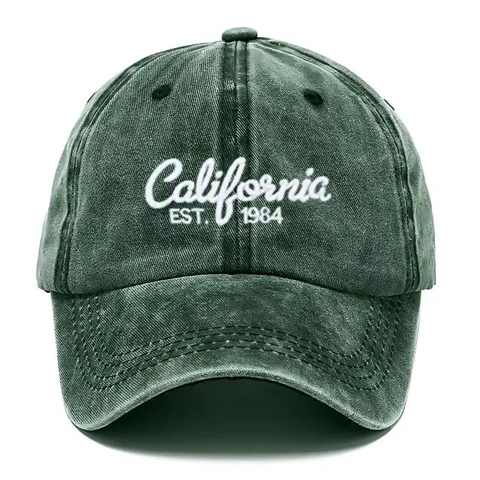 Casquette de baseball en coton brodée Californie unisexe vintage délavée