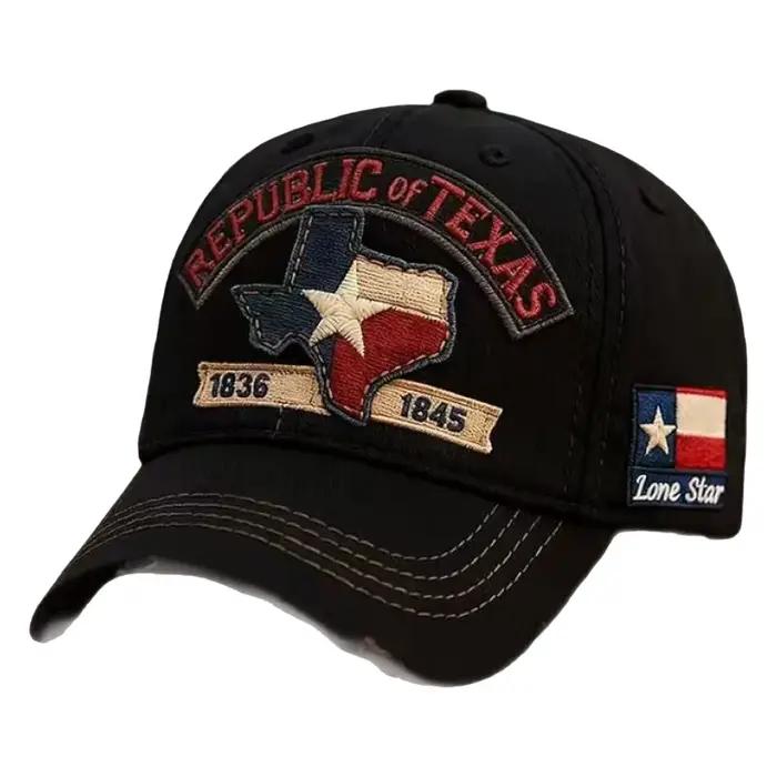 Casquette de baseball rétro délavée style vintage avec broderie commémorative République du Texas