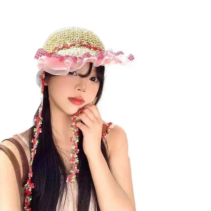 Chapeau de paille à large bord style français pour femme