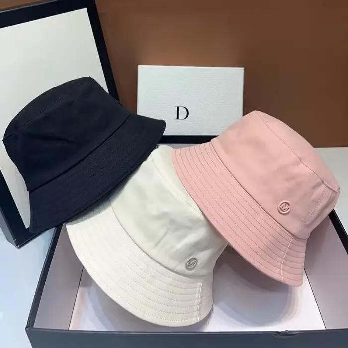 Chapeau seau d'été de luxe en coton et polyester pour femmes, hommes, garçons et filles, avec protection solaire, style sport, couleurs noire et blanche, pour occasions décontractées printanières et estivales