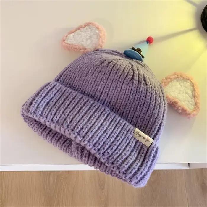 Chapeau tricoté à mode avec oreille dessin animé