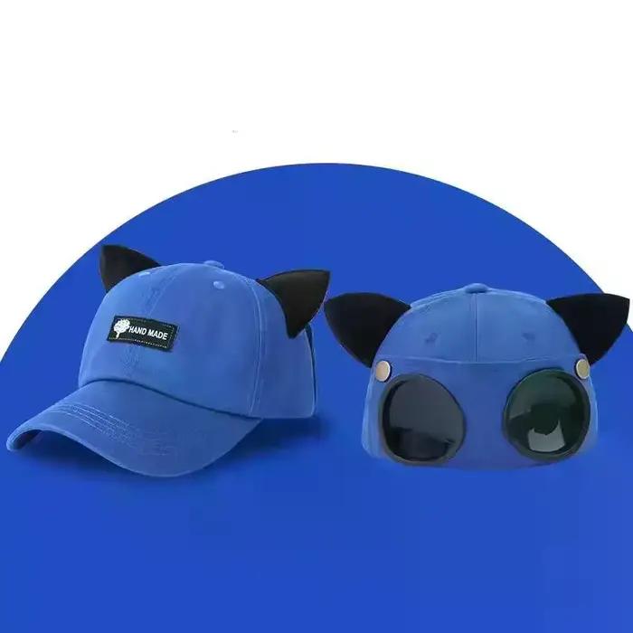 Casquette de baseball brodée avec oreilles de chat pour femme
