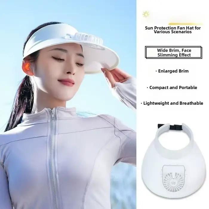 Chapeau de soleil portable pour femme avec ventilateur USB rechargeable