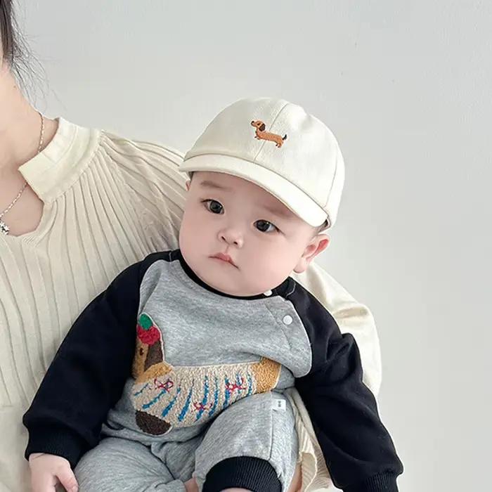 Casquette de baseball en coton brodée chiot