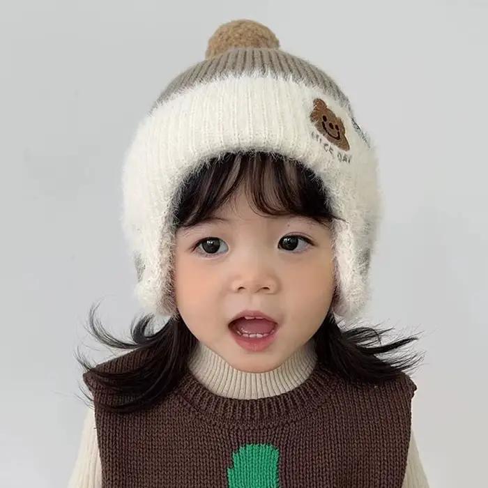 Bébé laine chapeau mignon ours oreille Protection