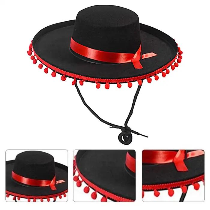 Chapeaux Sombrero Mexicains Fuzz Ball pour Spectacles Scéniques