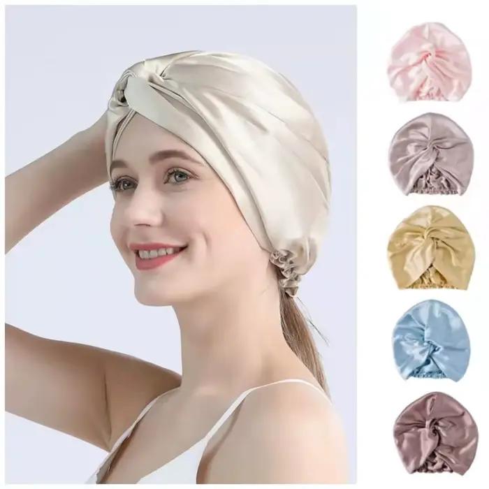 Bonnets Turban en soie de mûrier pour femmes