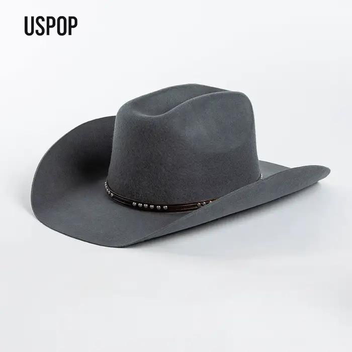 Chapeau Western Cowboy USPOP en Laine Feutrée Multifonction pour Hommes et Femmes Occasions Spéciales et Polyvalent