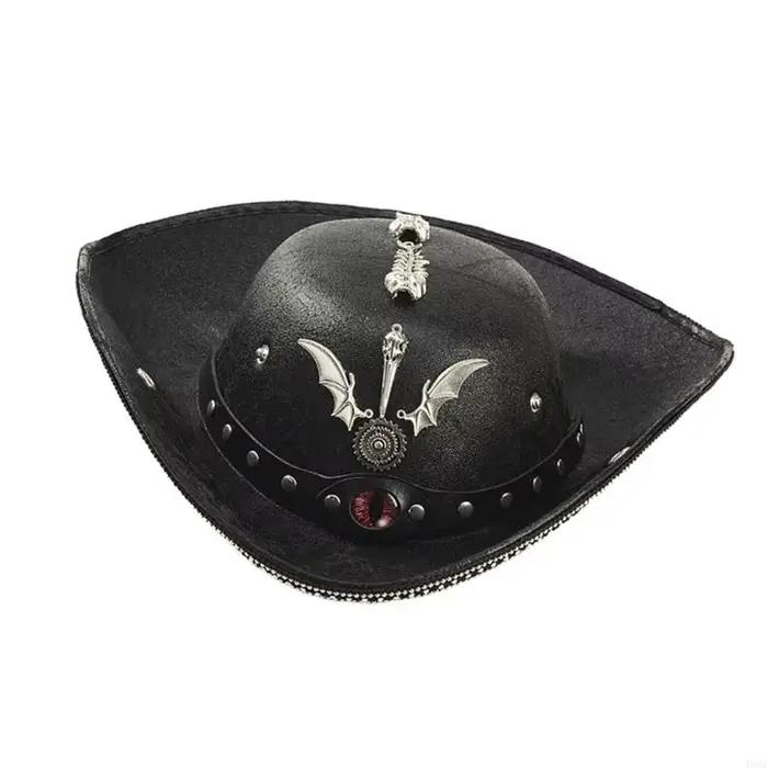 Chapeau Pirate œil du diable avec décorations en métal