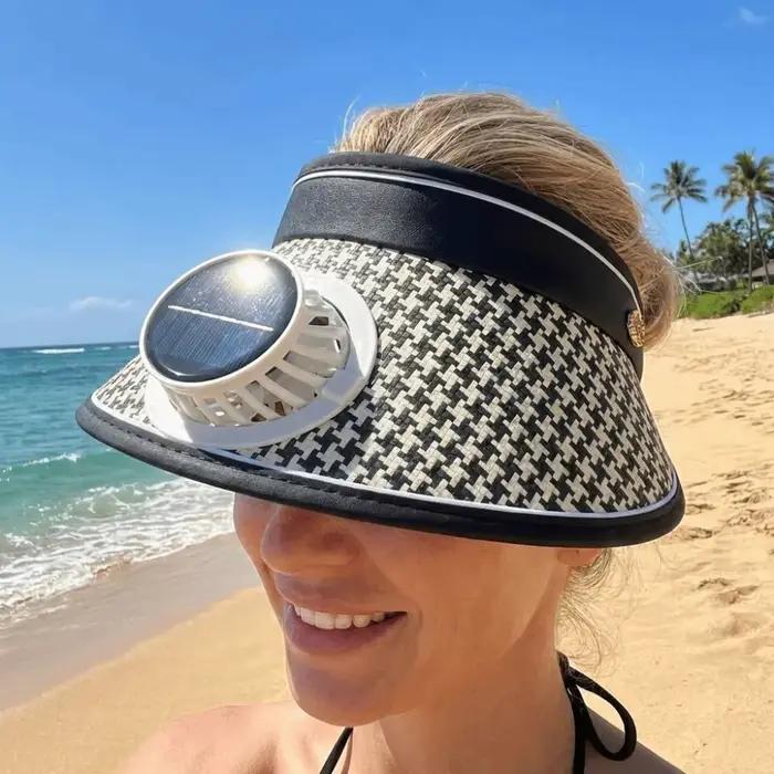 Chapeau solaire pliable pratique avec ventilateur intégré
