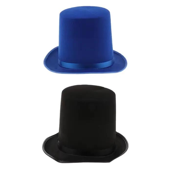 Chapeau haut de forme de magicien noir et bleu pour costumes de scène et fêtes costumées occassions spéciales