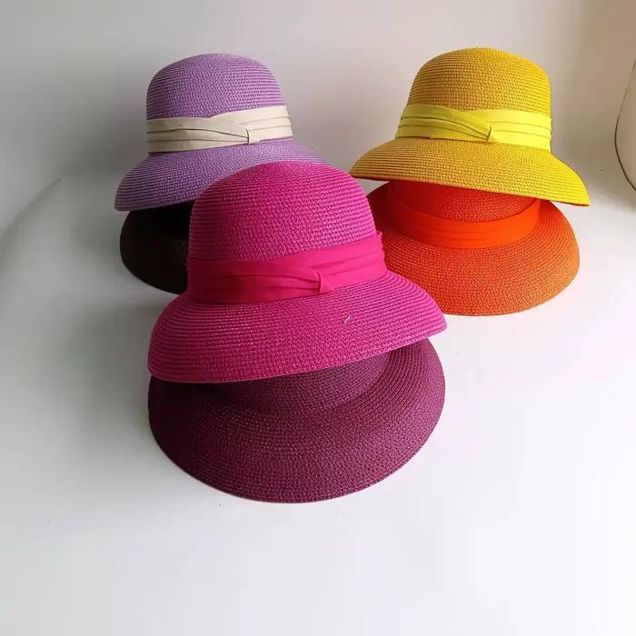 Chapeau de paille d'été élégant pour femmes pliable et résistant aux UV pour plage et voyages extérieurs style sport multifonctionnel occasions spéciales