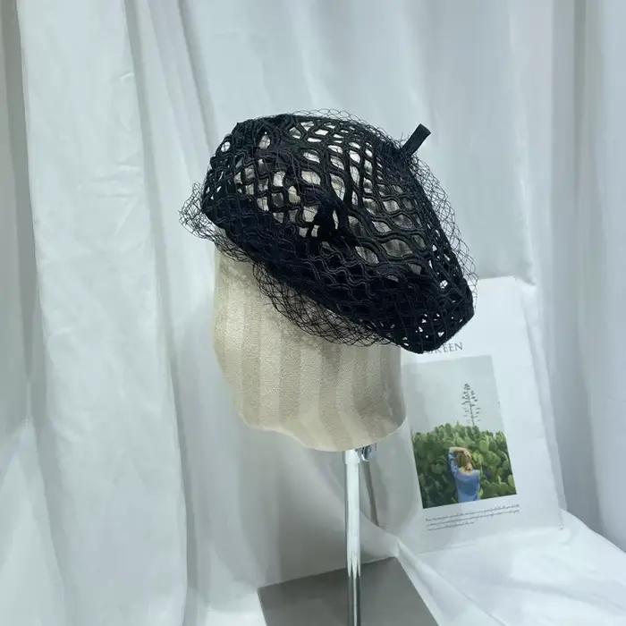Nouveau luxe femmes fille dentelle bérets Denim dame casquette plate maille mode