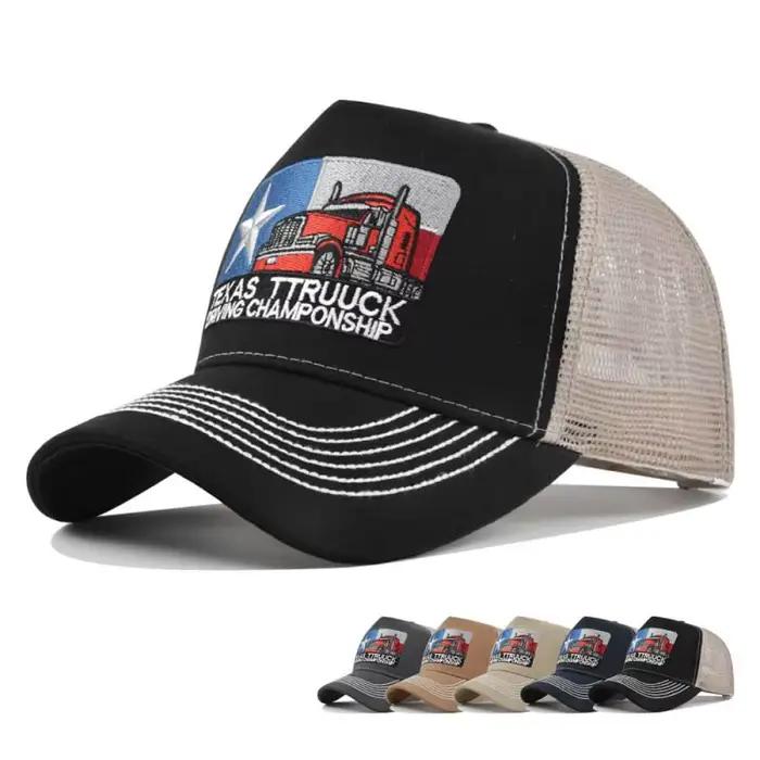 Casquette de baseball unisexe brodée Texas casquette trucker en maille respirante pour hommes et femmes streetwear d'été casquette trucker d'extérieur sport occasionnels