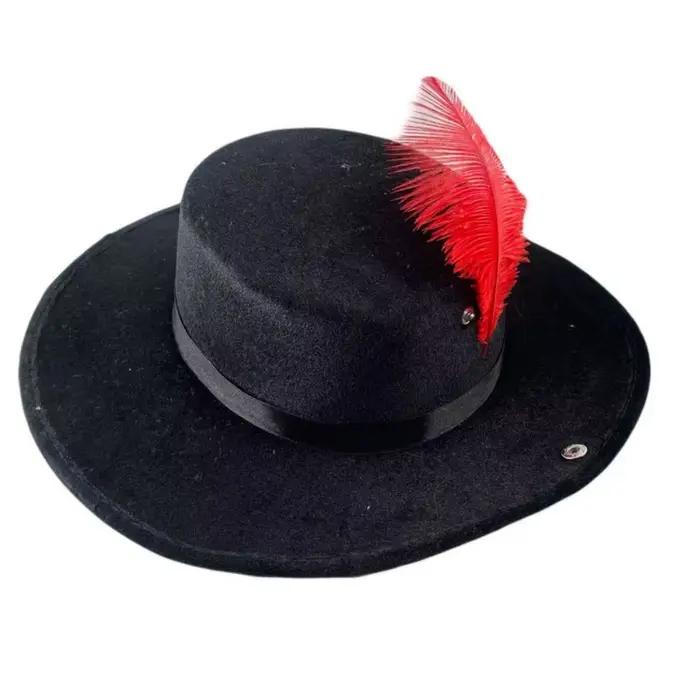 Chapeau Fedora Vintage à large bord uni polyester pour homme et femme pour Halloween, cosplay, spectacle, carnaval, discothèque, photographie et défilé