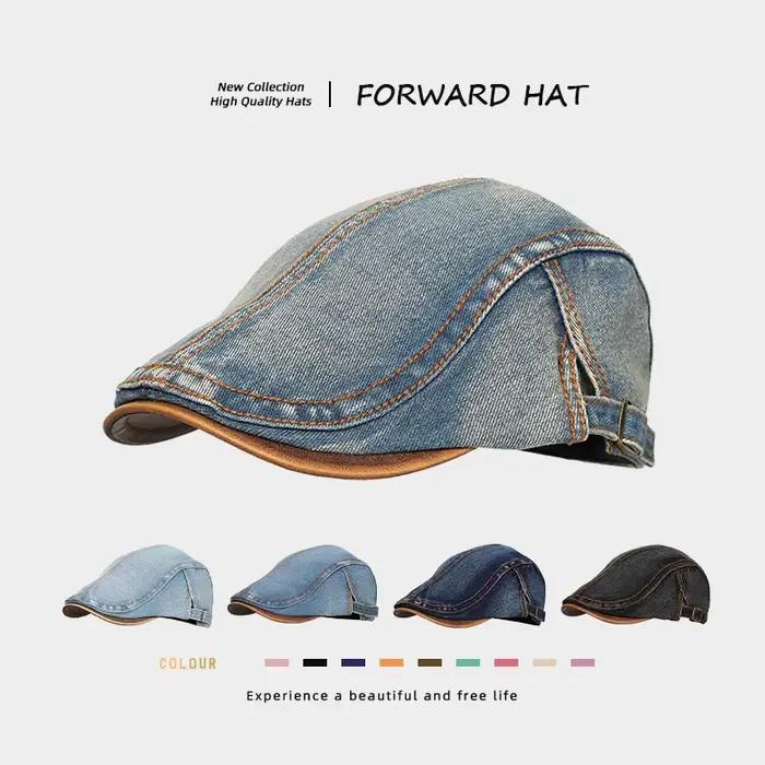 Béret en Denim délavé Vintage