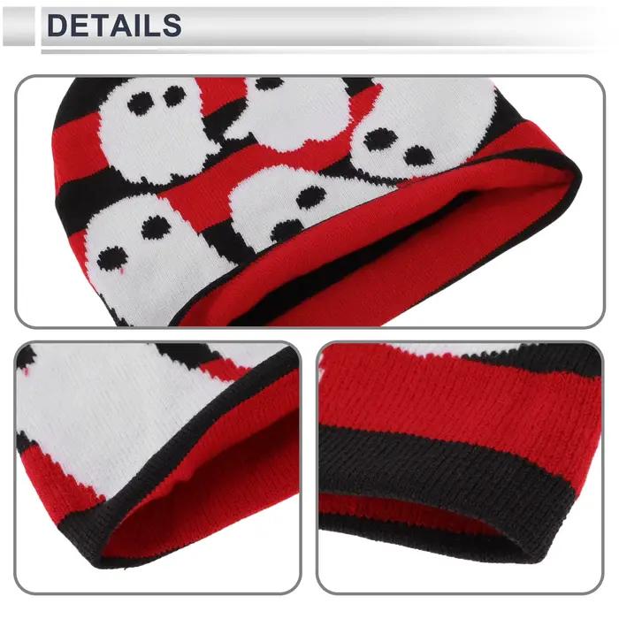 X Autohaux chapeau de cyclisme chaud confortable blanc cinq motifs rouge noir 7.87 "x 8.66" 1 pièce