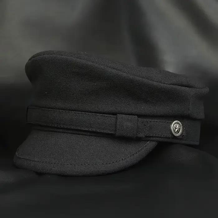 Casquette de marin marine pour femme casquette de l'armée militaire chapeau de moto à dessus plat chapeau de capitaine performance sur scène mode cool tricoté en coton adapté aux quatre saisons