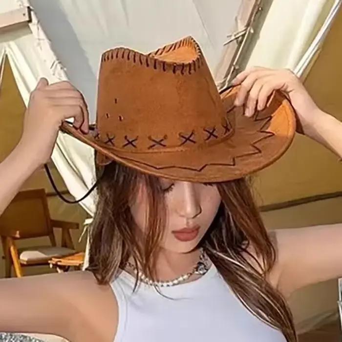 Chapeau de cowgirl tendance polyester pour femmes accessoire de mode et de décoration pour fêtes et anniversaires