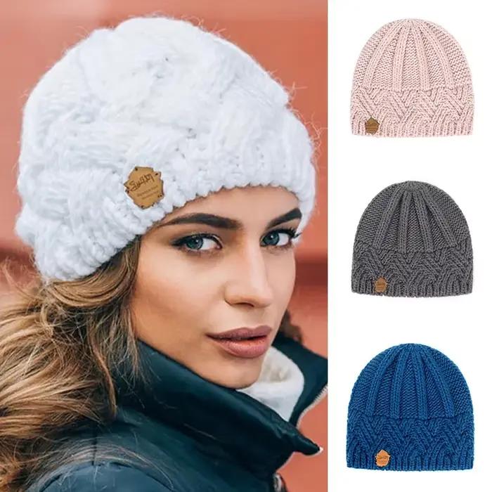 Nouveau chapeau d'hiver pour femmes bonnet tricoté épais Skullies