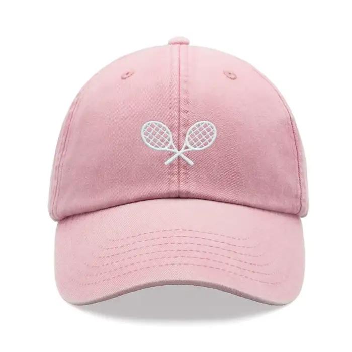 1 casquette de baseball rétro délavée à motif croisé de raquettes de tennis pour hommes