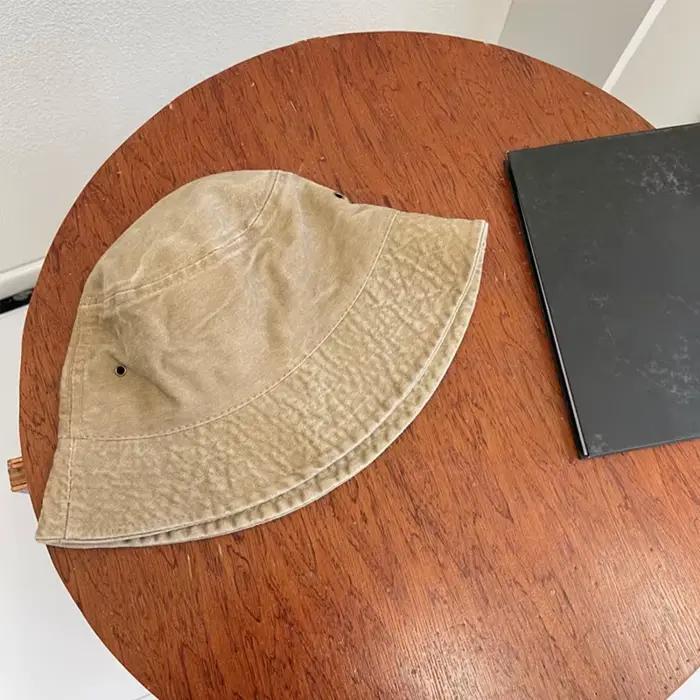 Chapeau de pêcheur rétro délavé pour couples design fin en coton uni pour homme et femme occasions décontractées été hiver