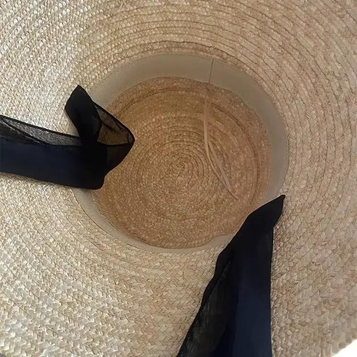 Nouveau Style sangle paille tige mode fronde chapeau de soleil femmes printemps et été Protection solaire plage Vintage