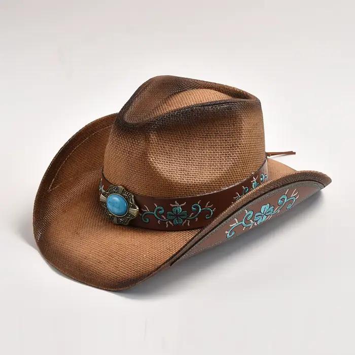 Chapeau de cowboy occidental vintage en papier pour homme et femme, style formel, protection solaire, printemps et été, fête, plage, jazz