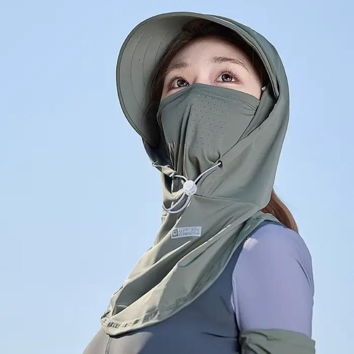 Casquette de protection solaire respirante intégrale avec large bord UPF 50+ et couvre-nuque long