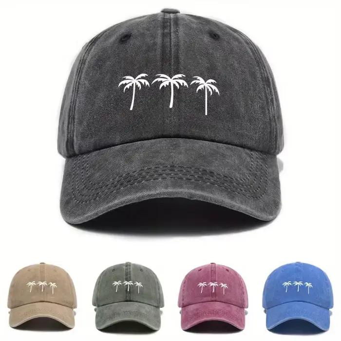 Casquette de baseball imprimée cocotier unisexe avec motifs en polyester pour hommes et femmes décontractées ocassions diverses