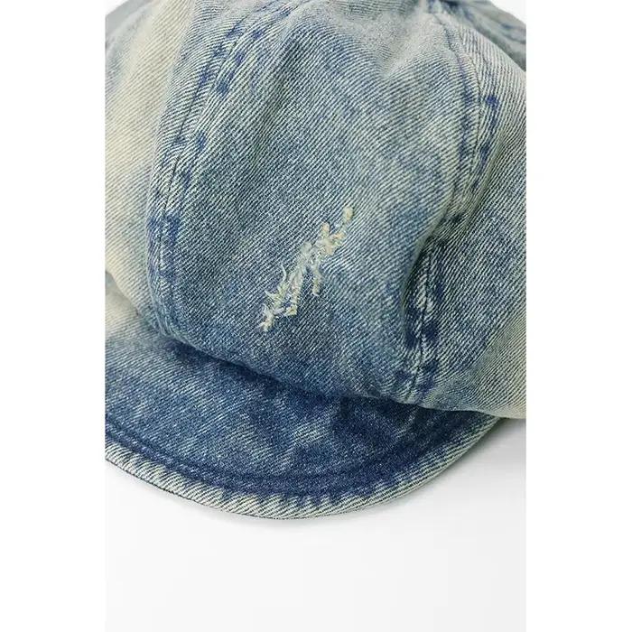 Casquette en jean vintage ELFSACK style streetwear avec effet délavé rétro