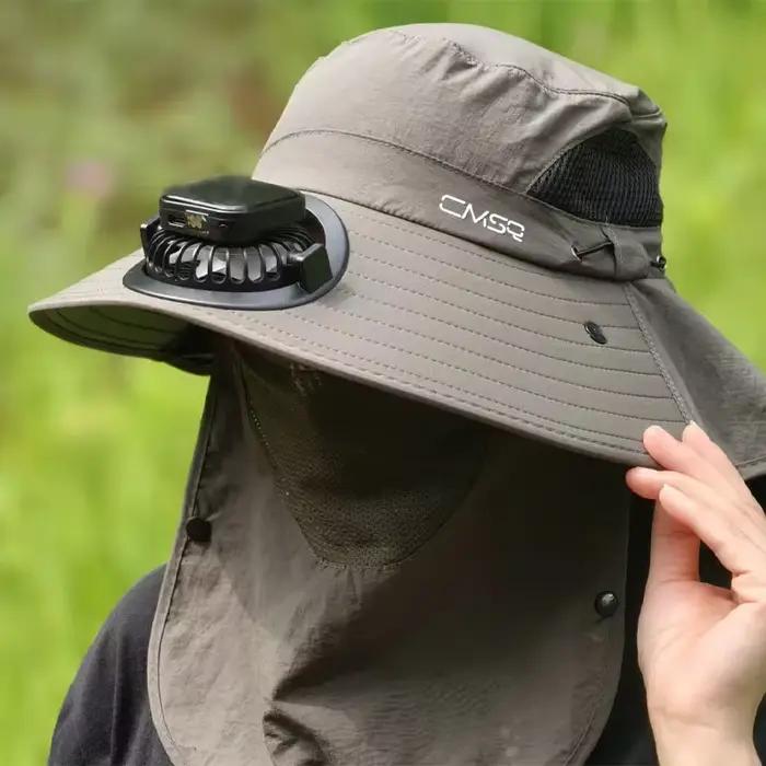 Chapeau de ventilateur à énergie solaire pour hommes, casquette d'escalade en plein air, protection solaire d'été, chapeau de pêche pour adultes avec ventilateur, casquette de baseball respirante polyvalente